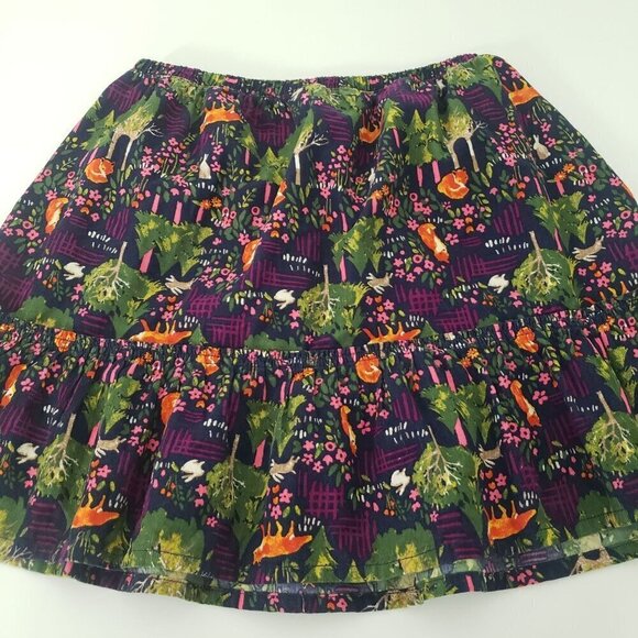 Lands End Forest Corduroy Skirt Fox Rabbit Cotton Pull On Girls Size Large - Picture 8 of 11